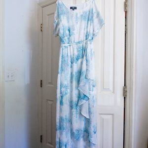 Blue and White Dress Maxi Dress